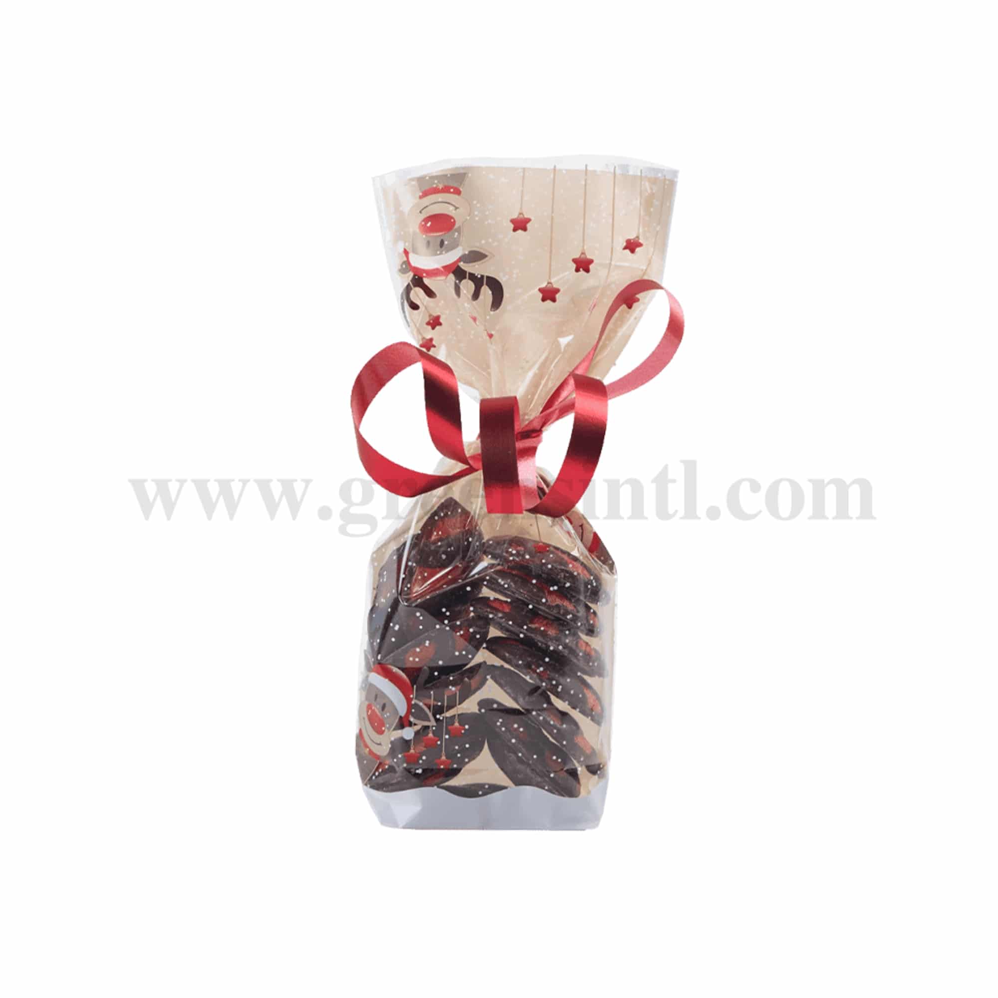 GREENS CHOICE Cellophane Bag Christmas Three Reindeers-140 x 305mm-100 Pcs