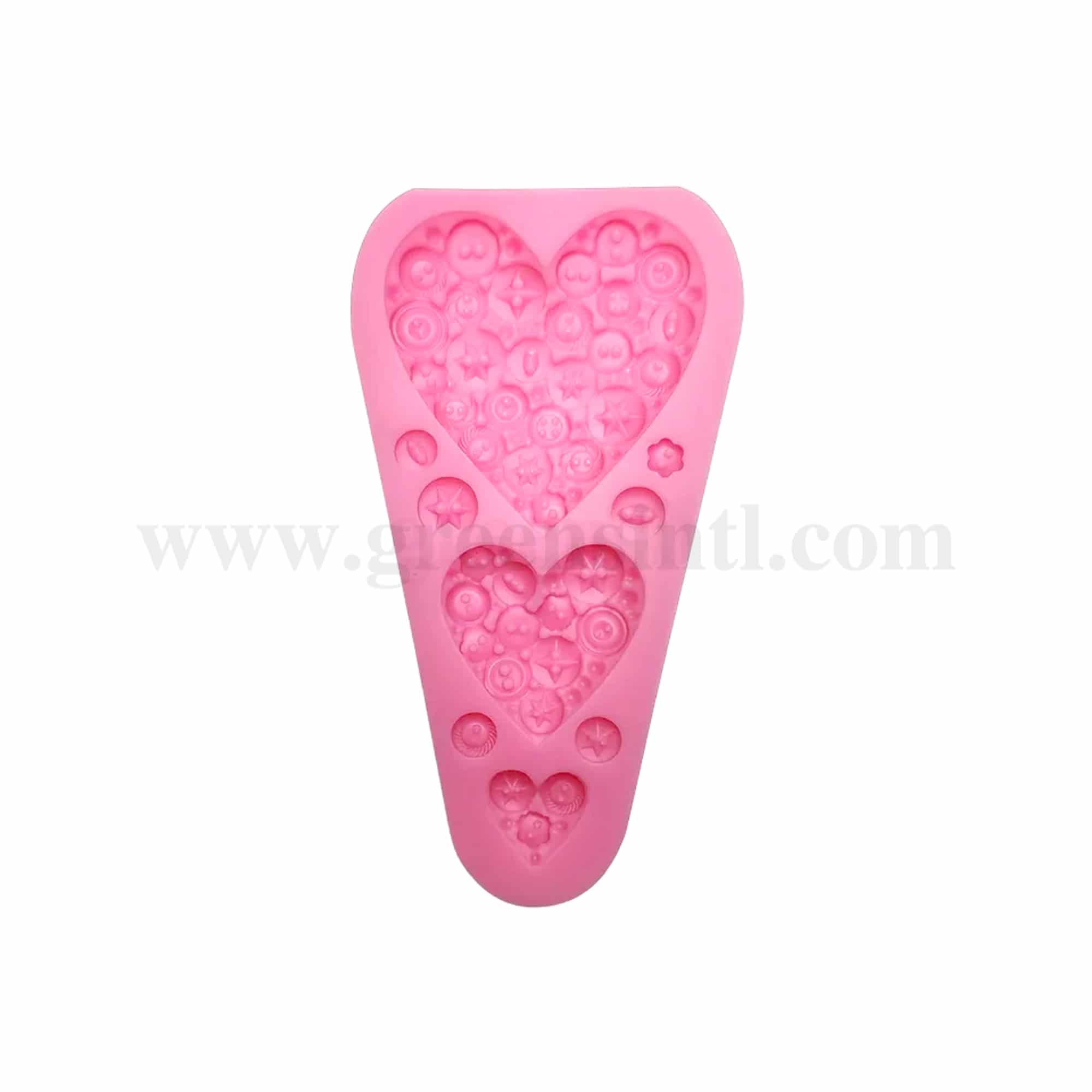 GREENS CHOICE Silicone Mould Heart With Buttons 163 x 87 x 11 mm