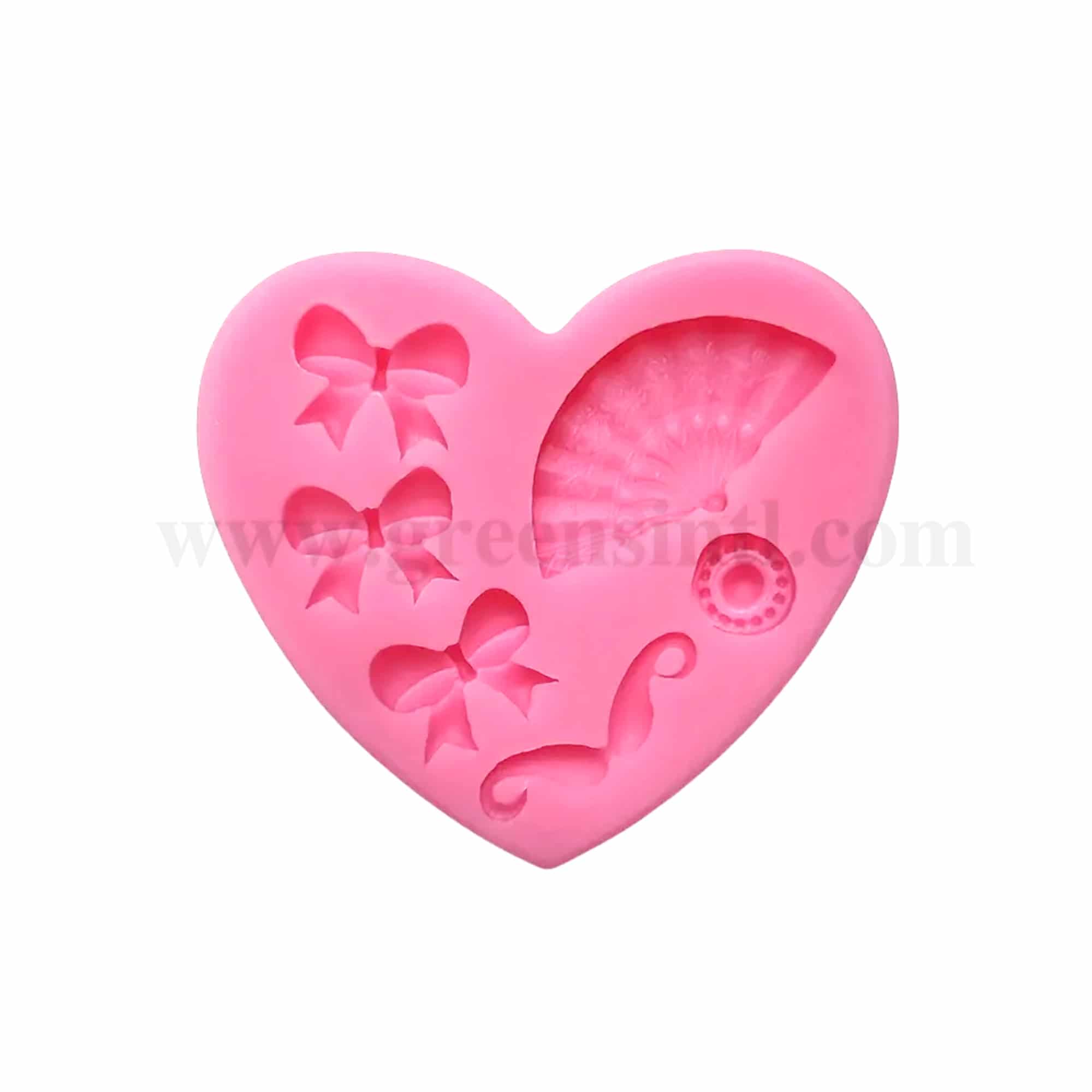 GREENS CHOICE Silicone Mould Bows In Heart 82 x 72 x 79 mm