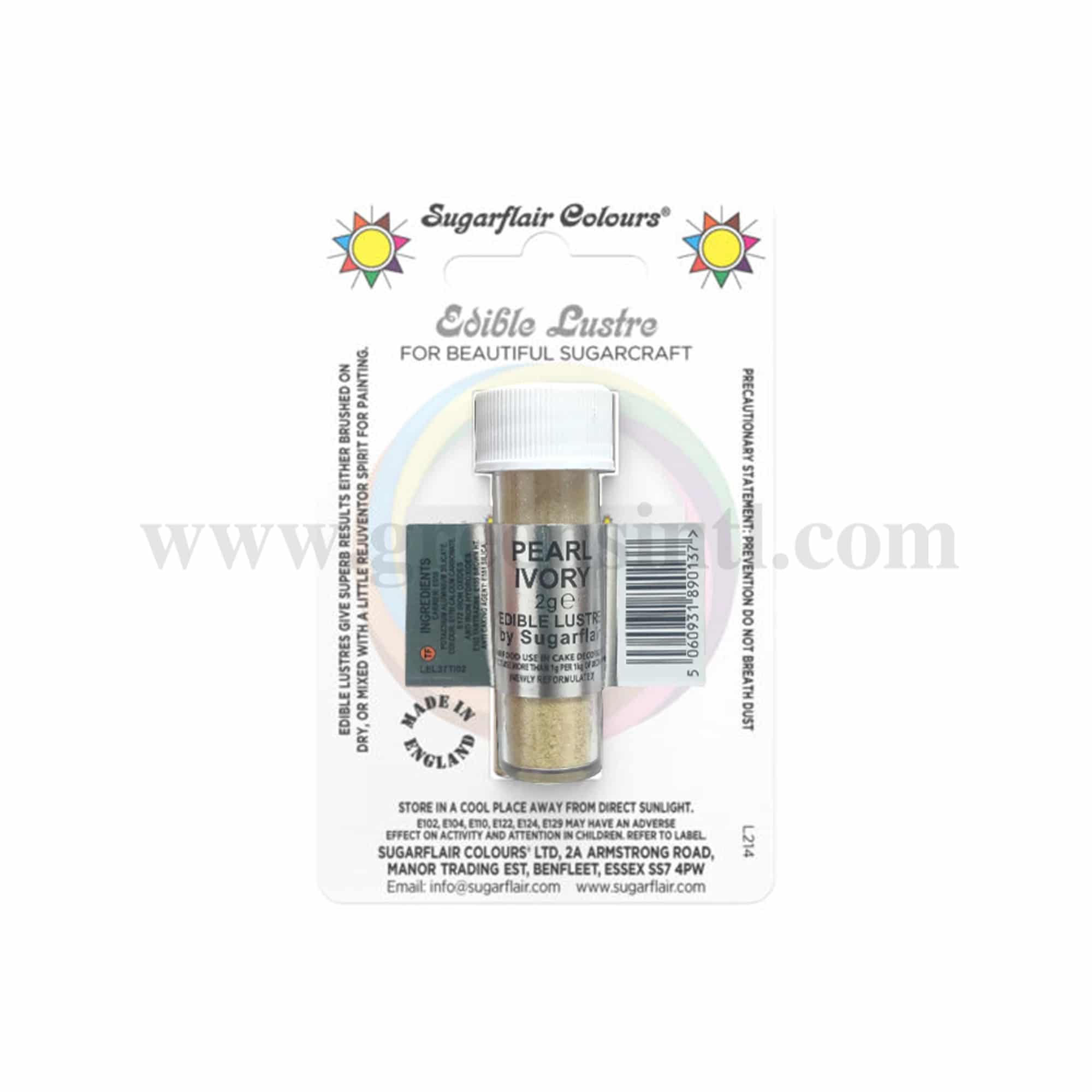 SUGARFLAIR Edible Lustre Glitter Pearl Ivory 2g