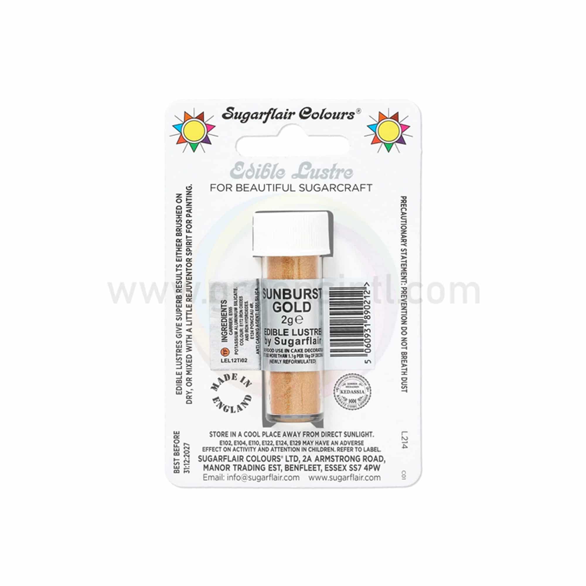 SUGARFLAIR Edible Lustre Glitter Sunburst Gold  2g