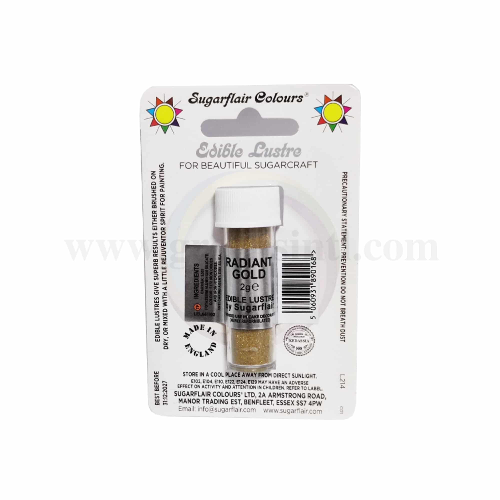SUGARFLAIR Edible Lustre Glitter Radiant Gold 2g
