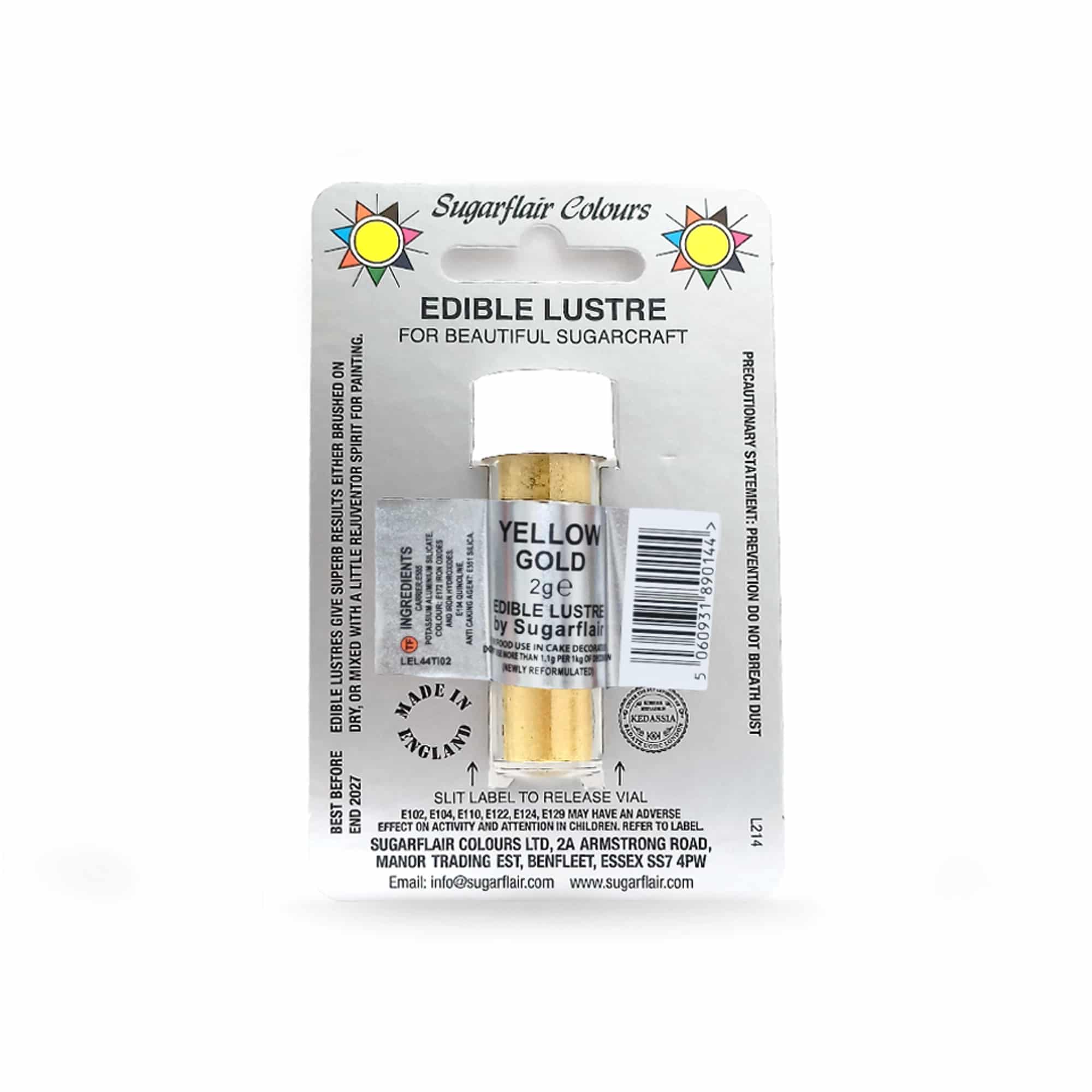 SUGARFLAIR Edible Lustre Glitter Yellow Gold 2g