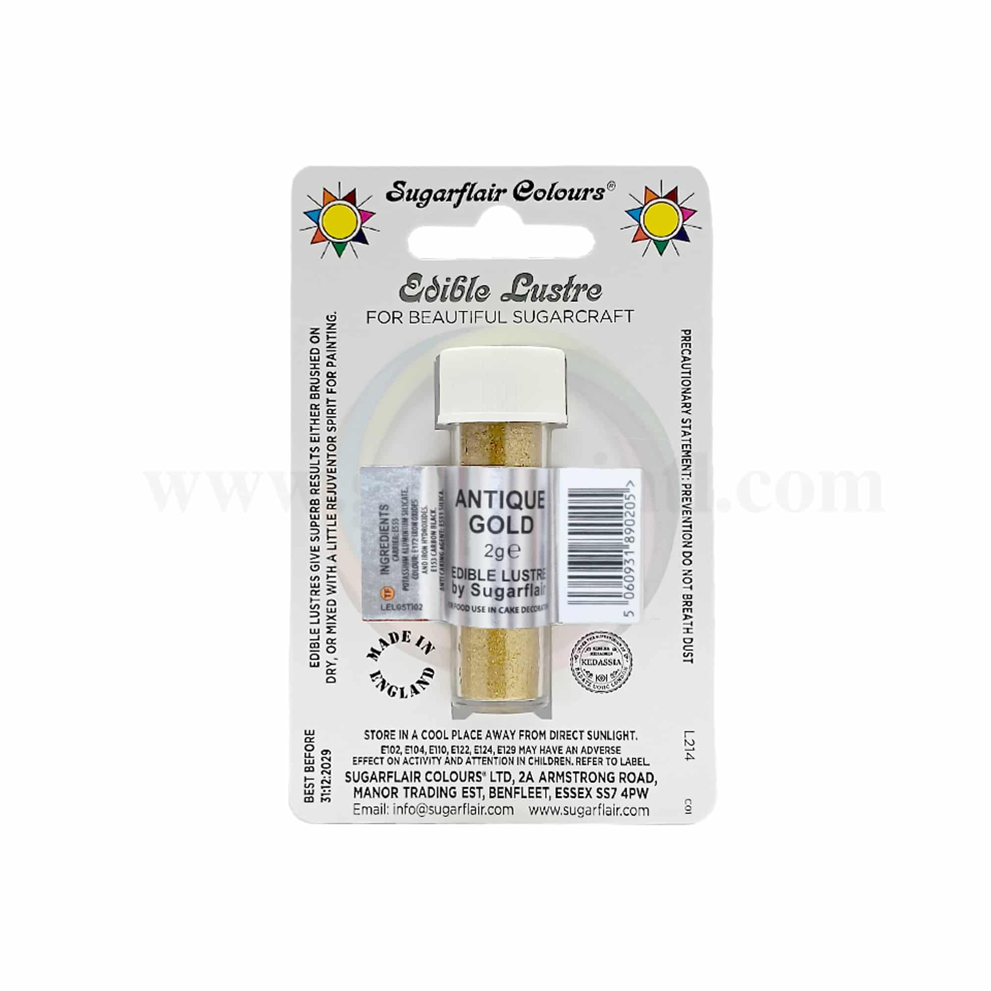 SUGARFLAIR Edible Lustre Glitter Antique Gold 2g