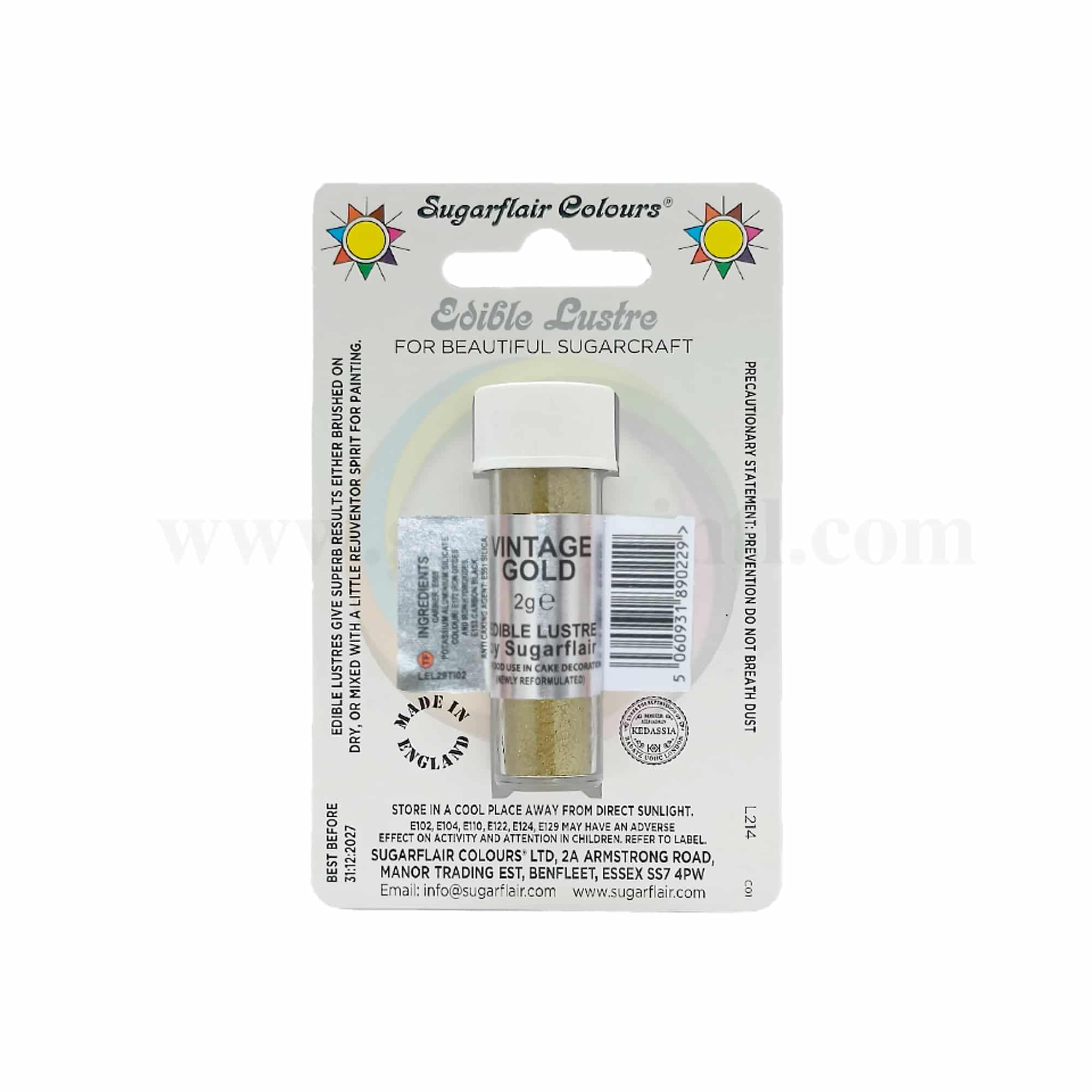 SUGARFLAIR Edible Lustre Glitter Vintage Gold 2g