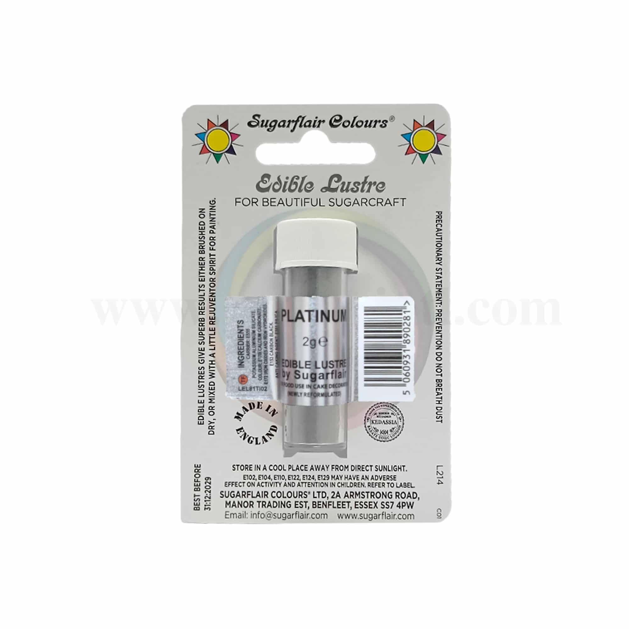 SUGARFLAIR Edible Lustre Glitter Platinum 2g