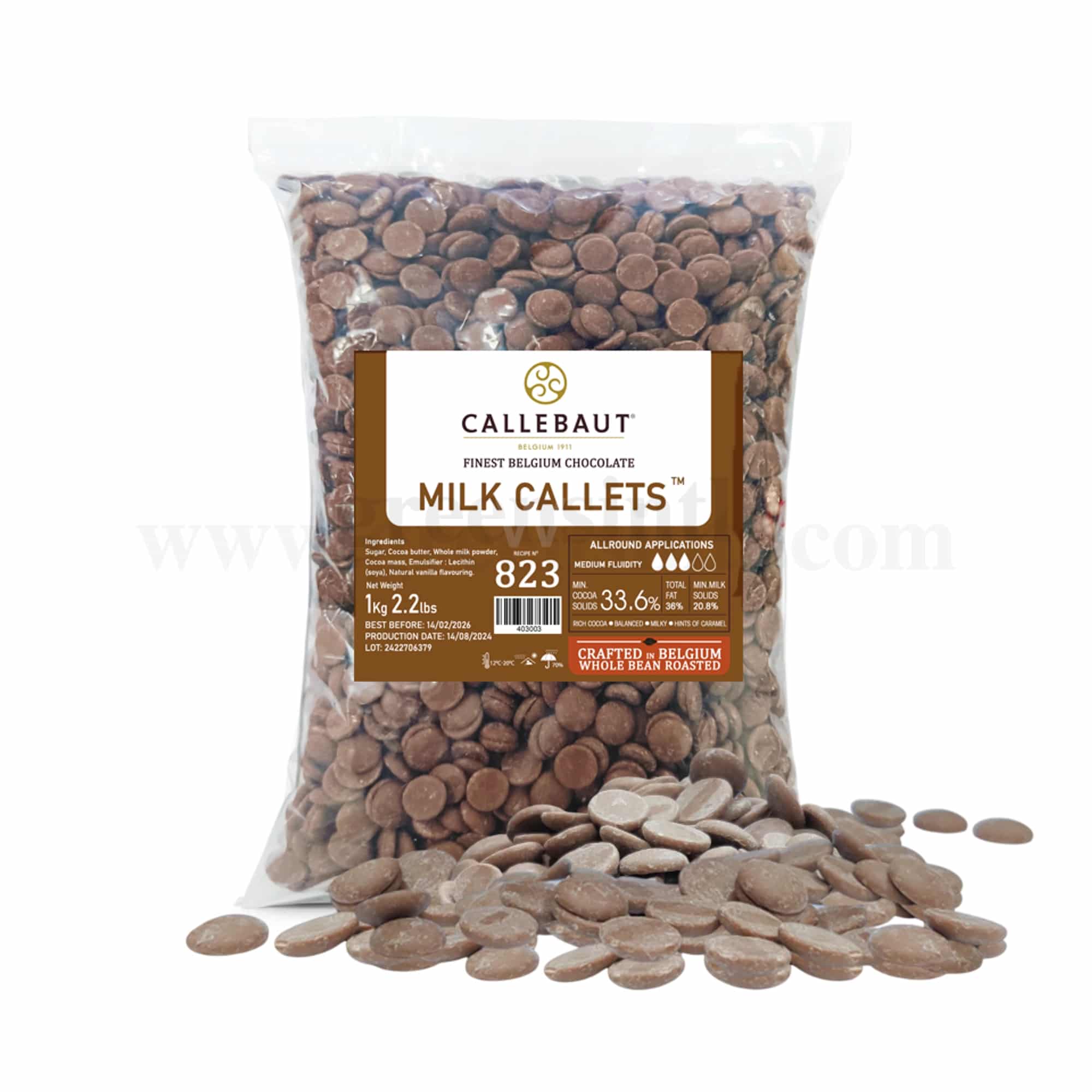 CALLEBAUT Milk Chocolate Callets 823-33.6%-1 Kg 