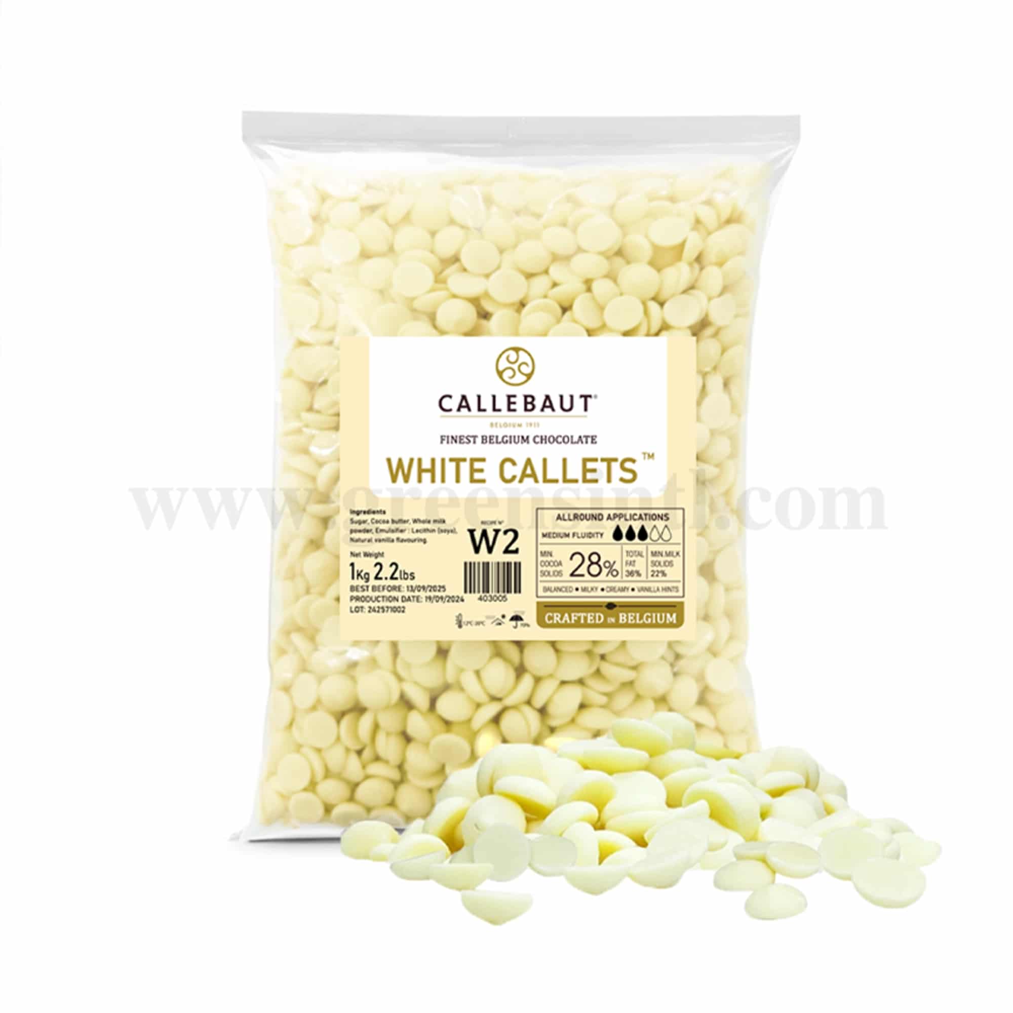 CALLEBAUT White Chocolate Callets W2-28%-1 Kg 