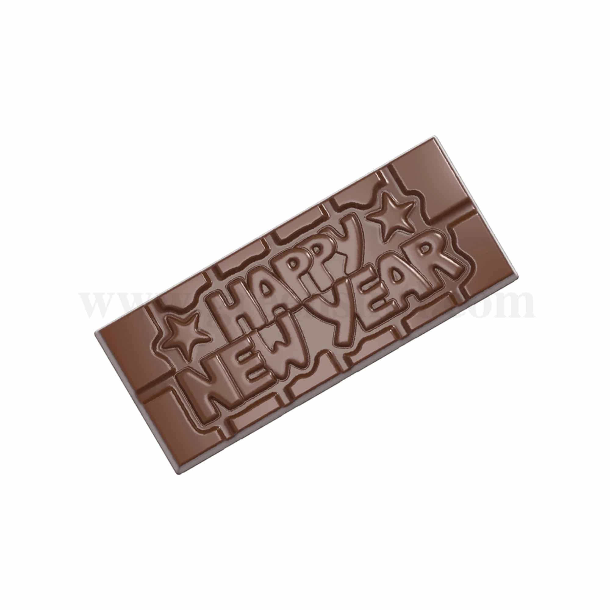 CHOCOLATE WORLD Chocolate Mould Tablet Happy New Year 118 x 50 x h 8 mm