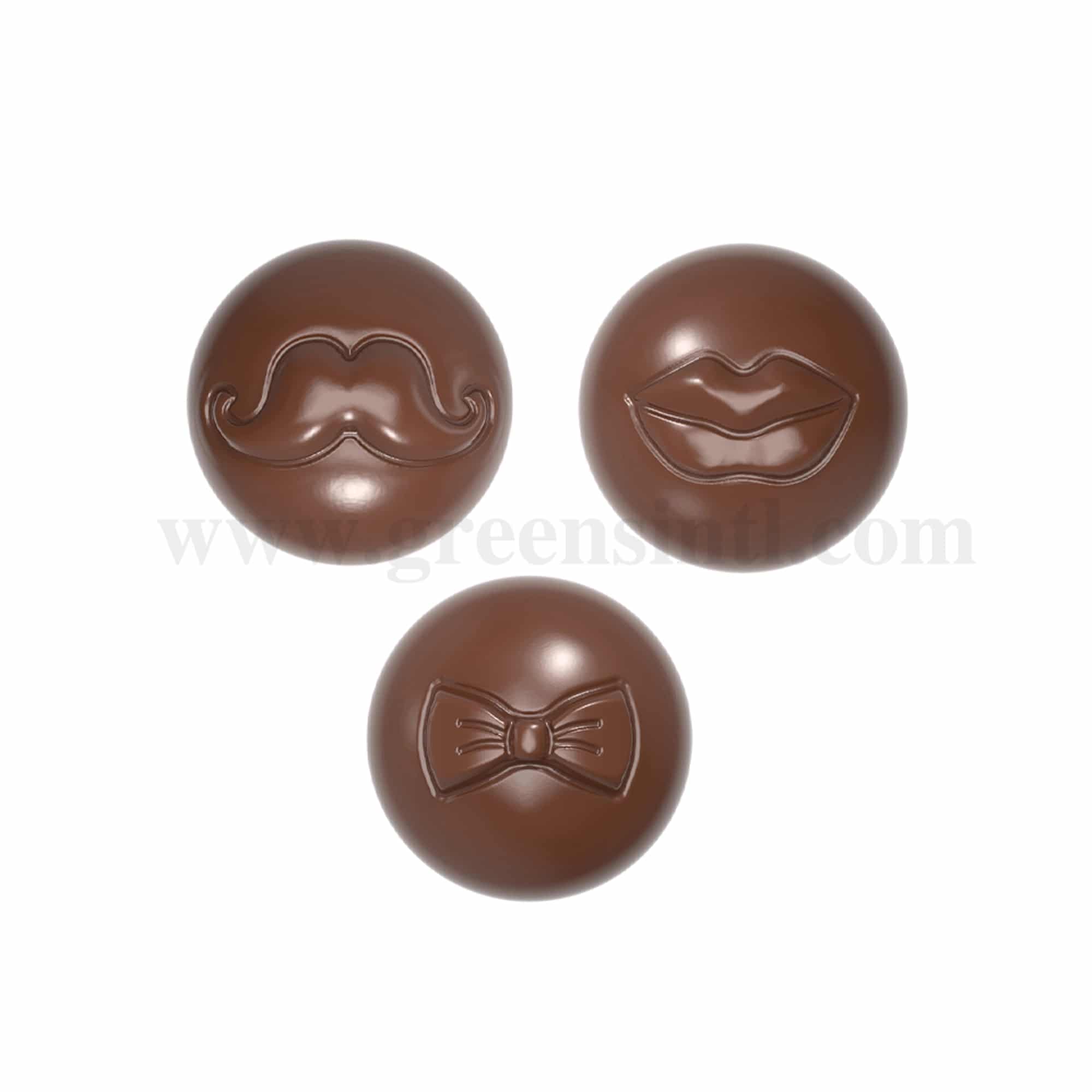 CHOCOLATE WORLD Chocolate Mould Half Sphere Lips Bow and Moustache 28 x 28 x h 14 mm