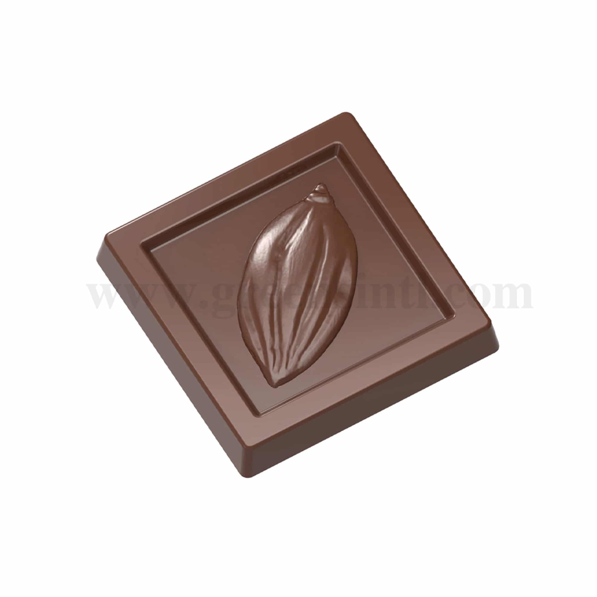 CHOCOLATE WORLD Chocolate Mould Caraque Cocoa Bean 31.5 x 31.5 x h 5 mm