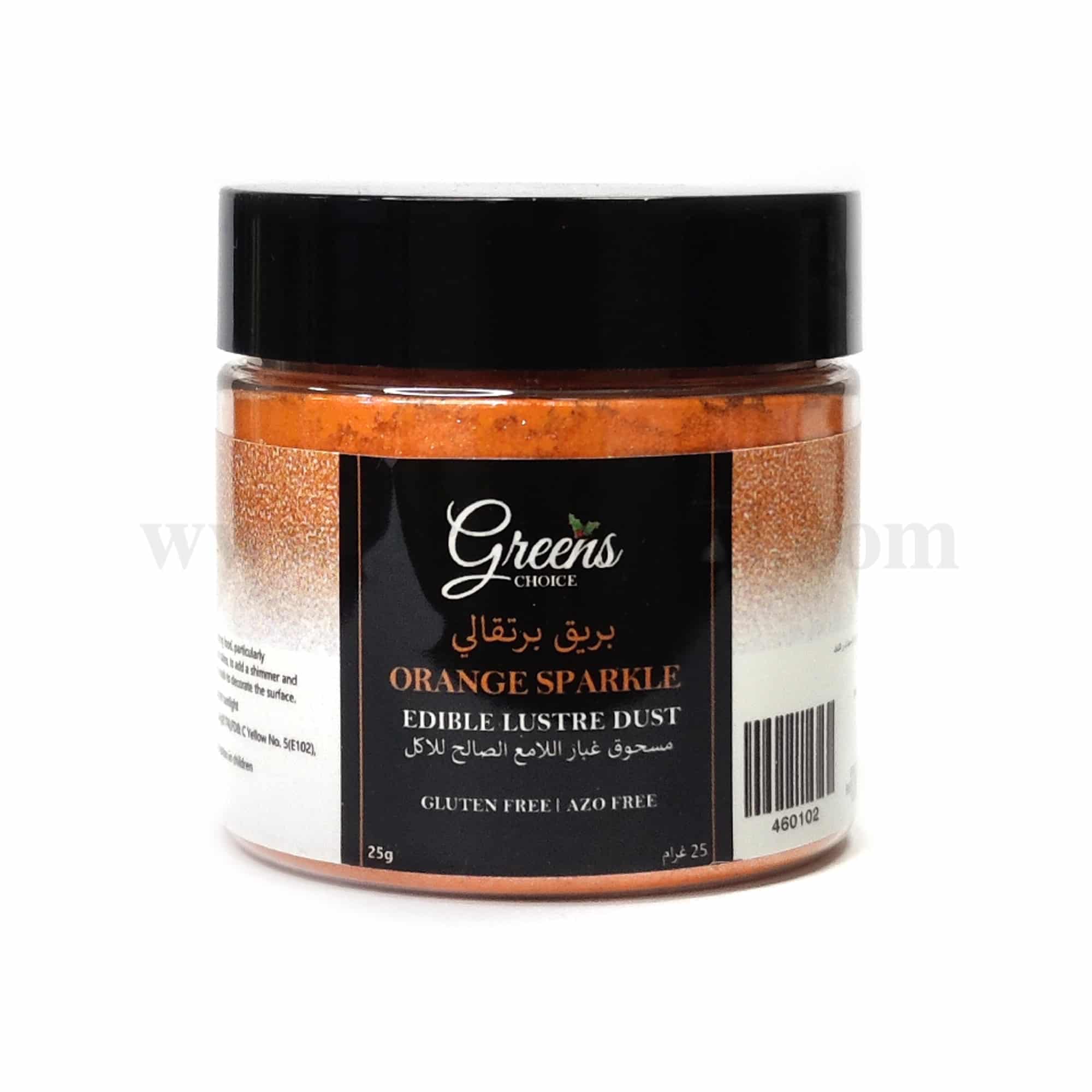GREENS CHOICE Edible Lustre Dust Orange Sparkle 25 g