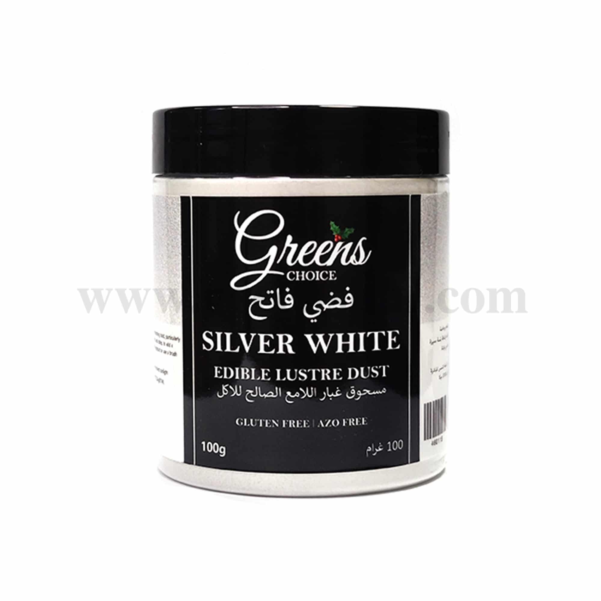 GREENS CHOICE Edible Lustre Dust Silver White 100 g