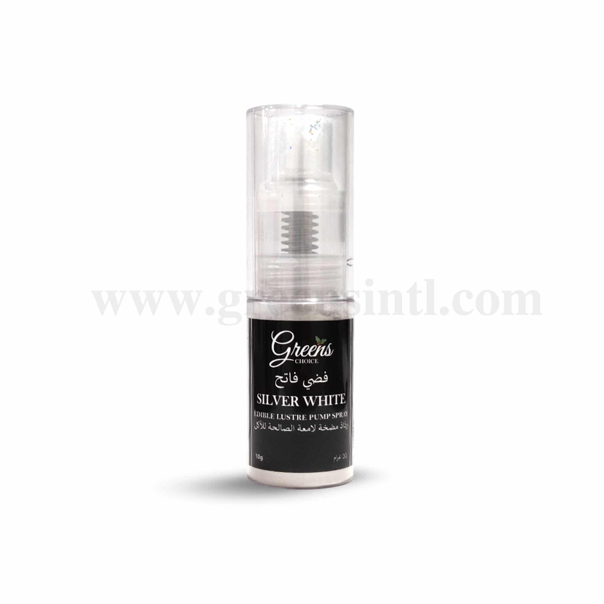 GREENS CHOICE Edible Lustre Dust Pump Spray Silver White 10 g