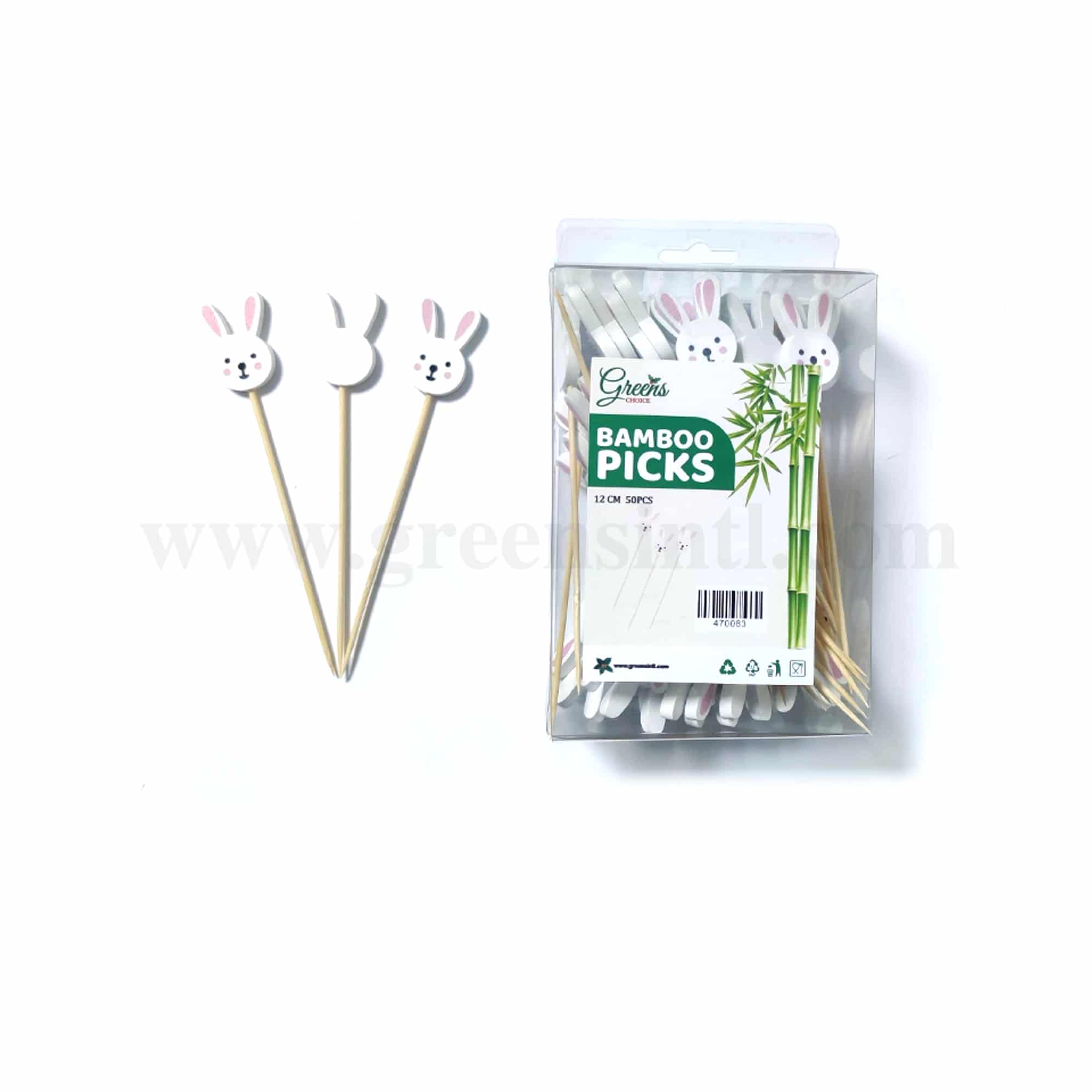 GREENS CHOICE Bamboo Fruit Picks Bunny 120 mm-50 Pcs