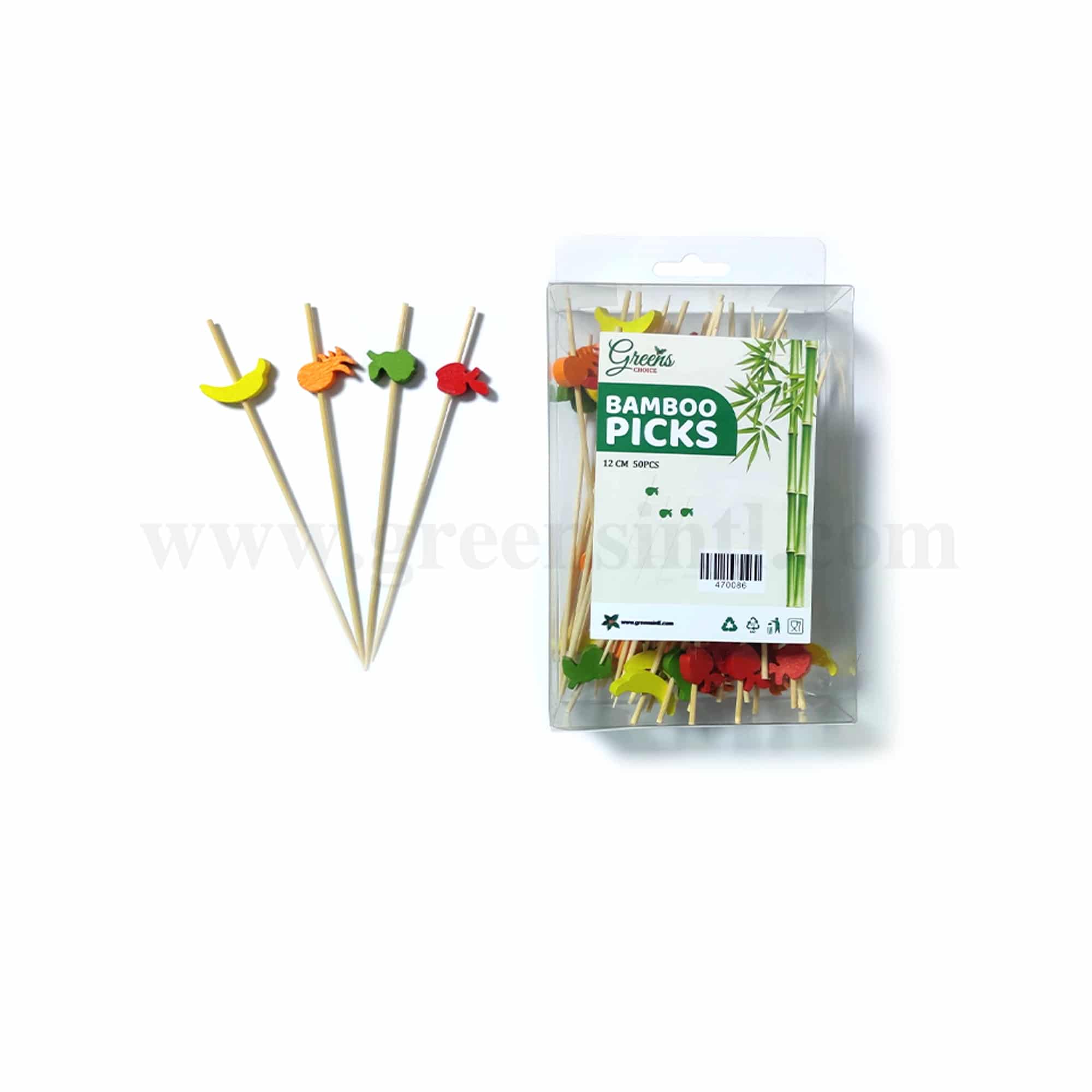 GREENS CHOICE Bamboo Fruit Picks Fruits Assorted 120 mm-50 Pcs