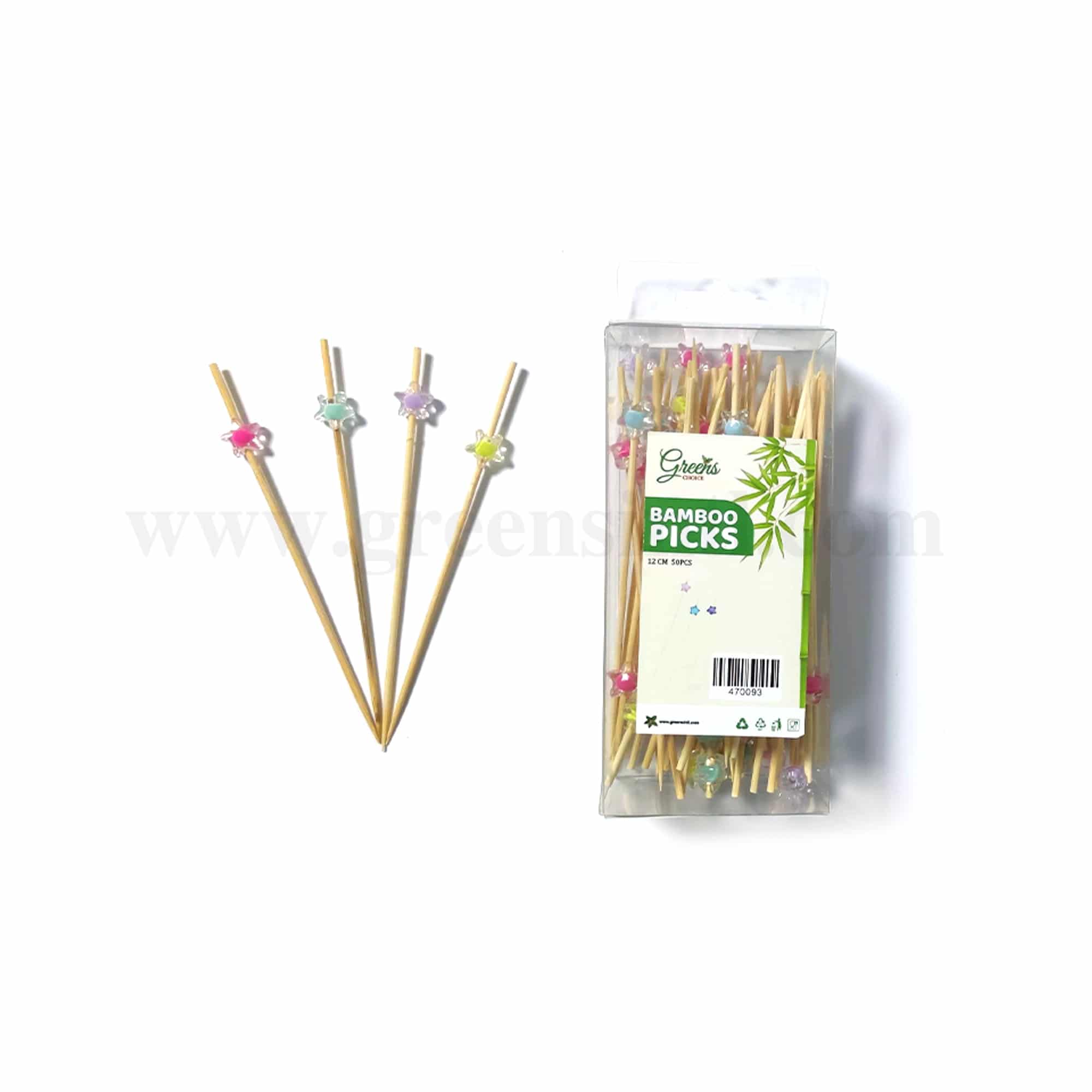 GREENS CHOICE Bamboo Fruit Picks Star Pearl 120 mm-50 Pcs