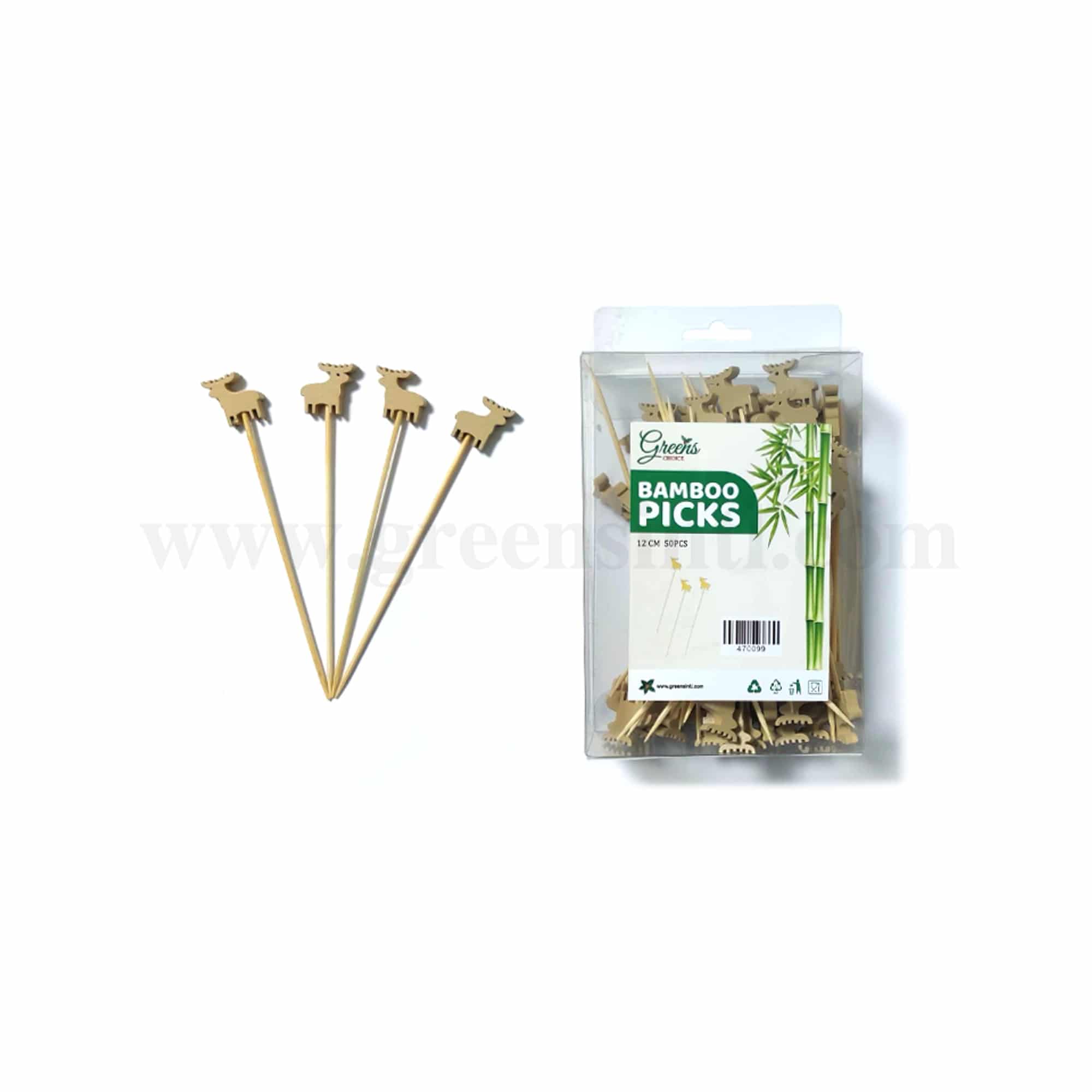 GREENS CHOICE Bamboo Fruit Picks Reindeer 120 mm-50 Pcs