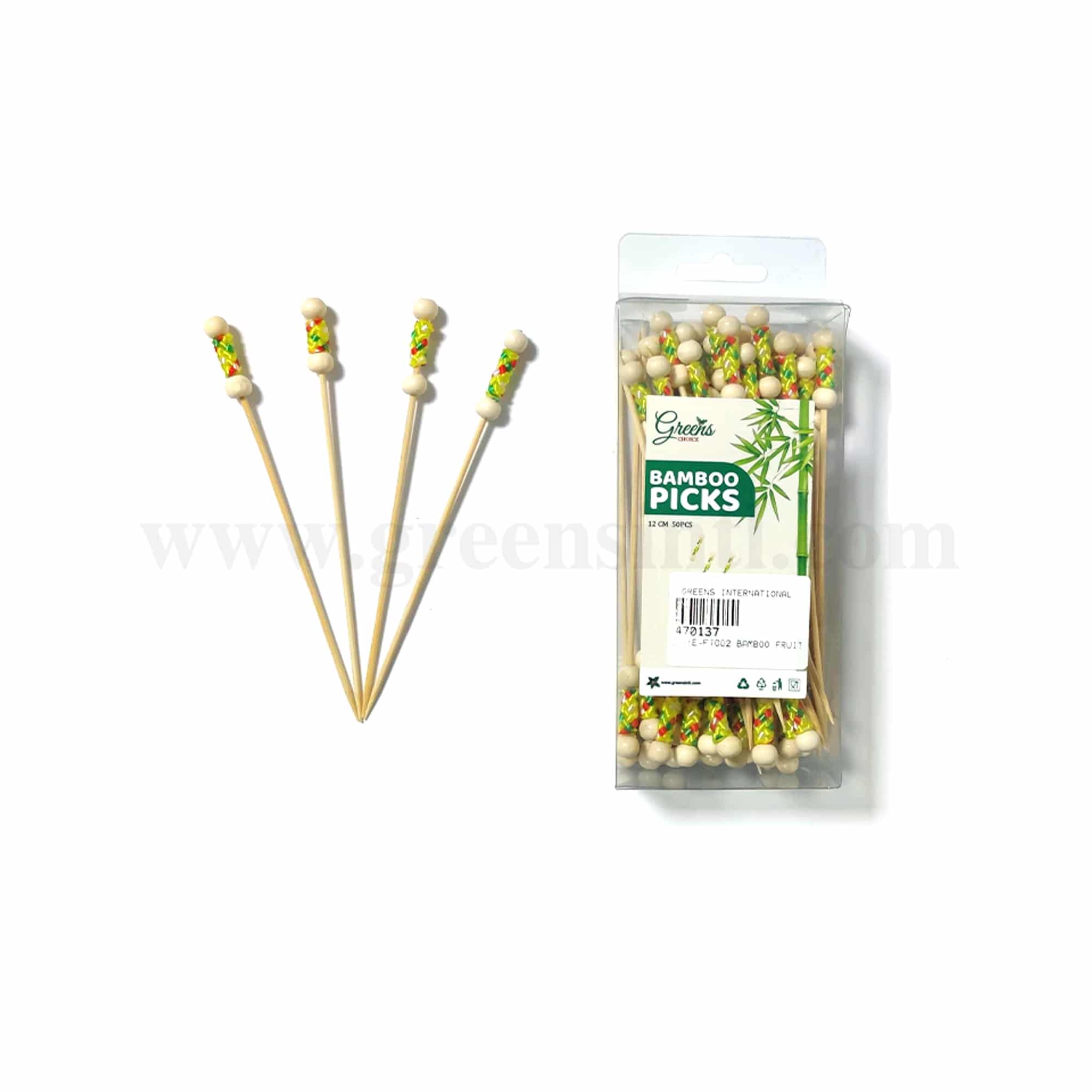 GREENS CHOICE Bamboo Fruit Picks Ivory 120 mm-50 Pcs