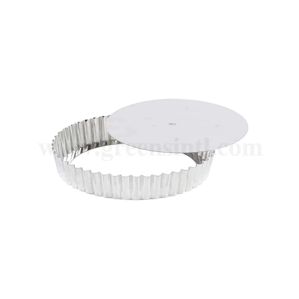 GOBEL Tin Medium Deep Round Fluted tart mould Removable bottom - D 200/185 x h35 mm