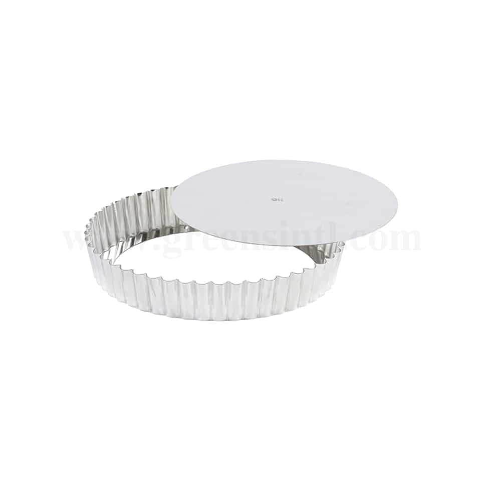 GOBEL Tin Medium Deep Round Fluted tart mould Removable bottom - D260/240 x h35 mm