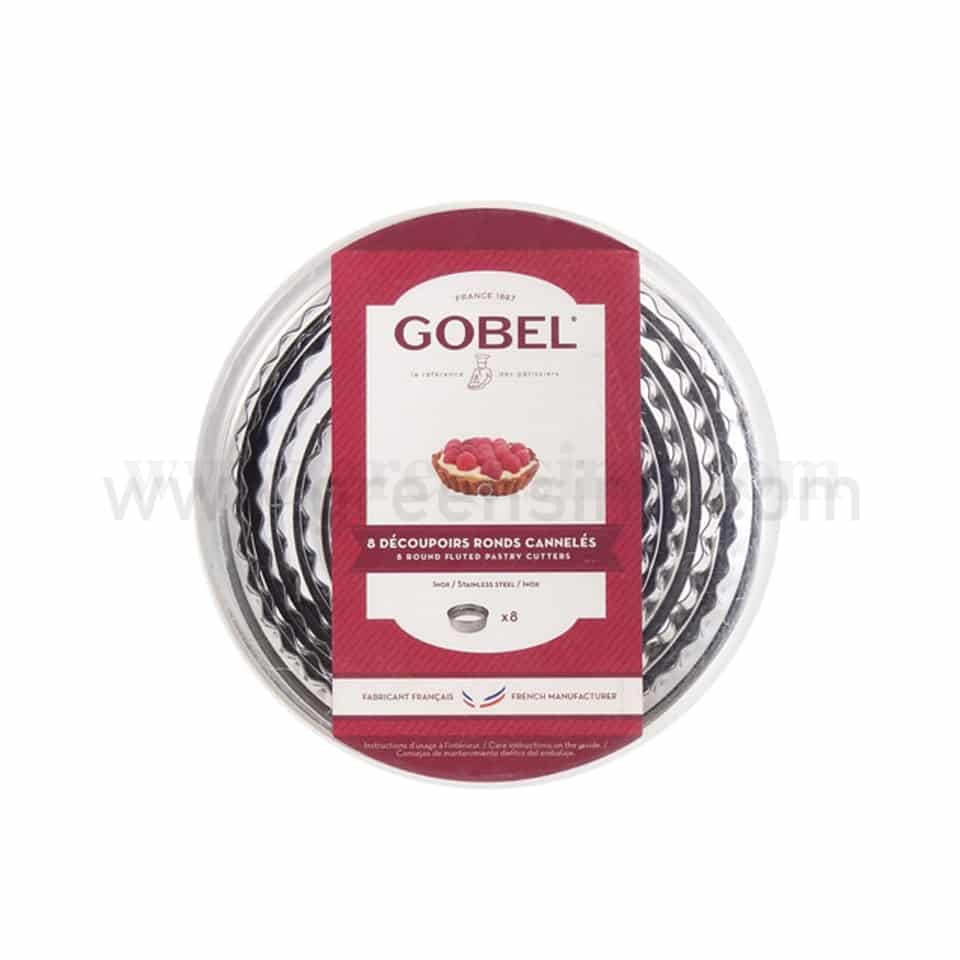 GOBEL Round Fluted Cutters Rolled edges Set of 8 D30 to 100 x h36 mm