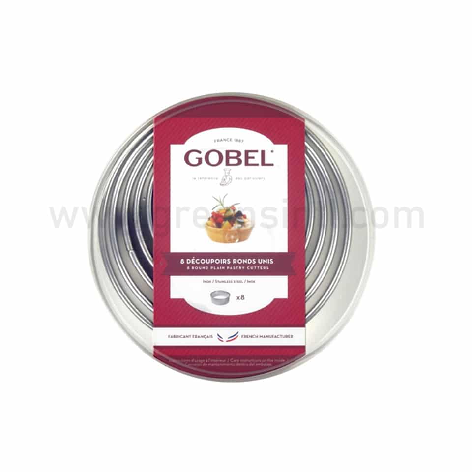 GOBEL Round Plain Cutters Rolled edges Set of 8 D30 to 100 x h40 mm