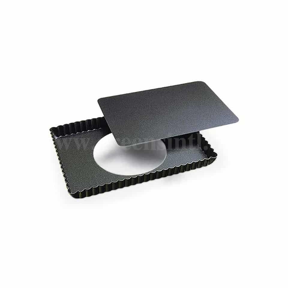 GOBEL Non-stick Rectangular fluted tart Mould Removable Base 290x205 mm ext dim / 275x195mm int dim - h25mm