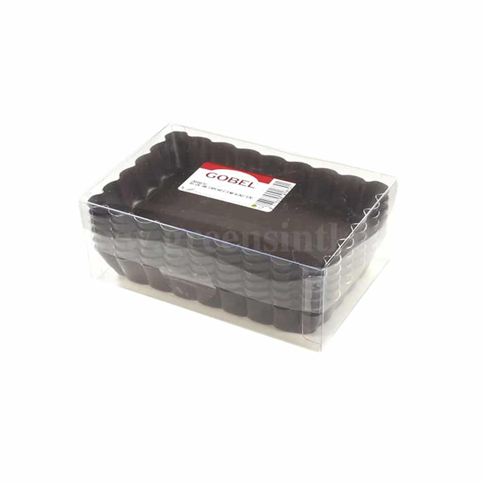 GOBEL Non-stick Rectangular Fluted Tartlet Mould 120x75 mm ext dim / 112x66 mm int dim - h 20mm Set of 6