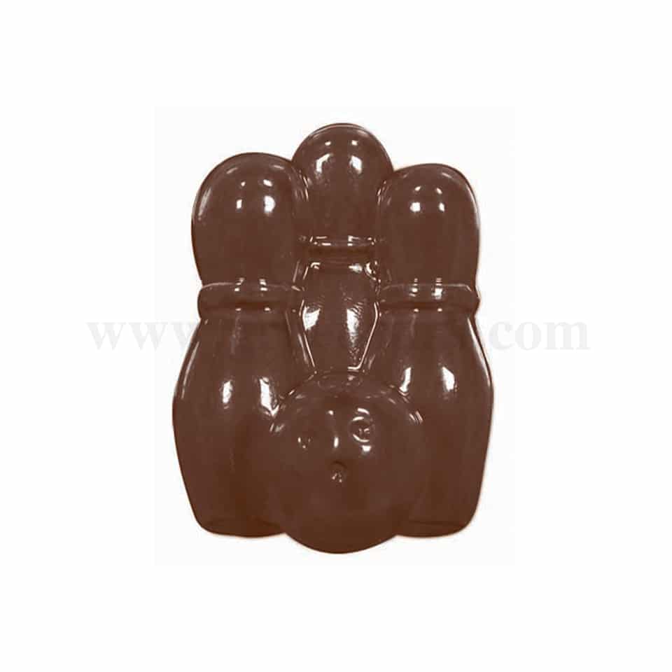 MARTELLATO Thermoformed Chocolate Mould Bowling Pins & Ball 145x106 h12mm