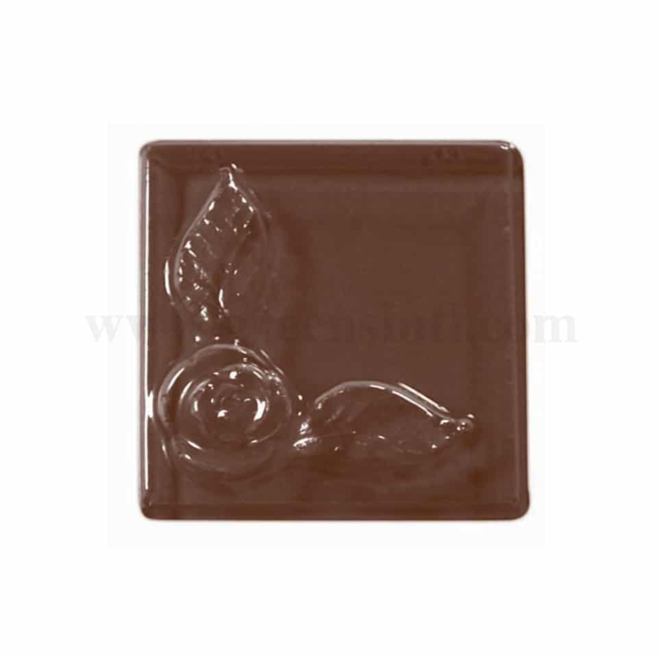 MARTELLATO Thermoformed Chocolate Mould Rose on Square 35 x 25 x h5mm