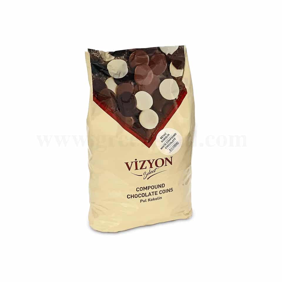 VIZYON SELECT White Compound Chocolate Coins 2.5 Kg