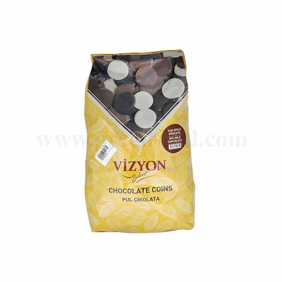 VIZYON SELECT Milk Couverture Chocolate Coins 36%- 2.5 Kg