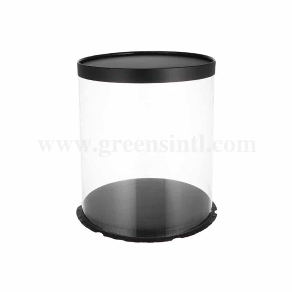 GREENS CHOICE Plastic Foldable Cake Box Round Black D 22 x H 32 cm