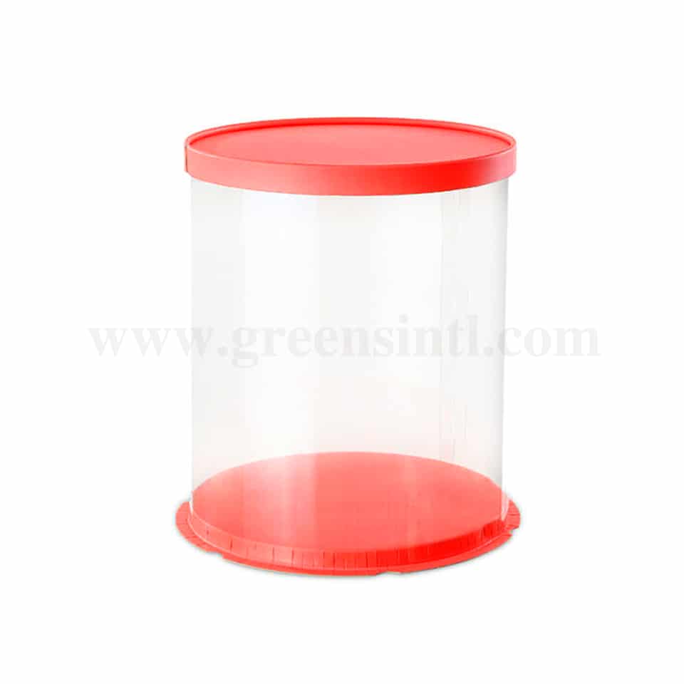 GREENS CHOICE Plastic Foldable Cake Box Round Red D 22 x H 32 cm