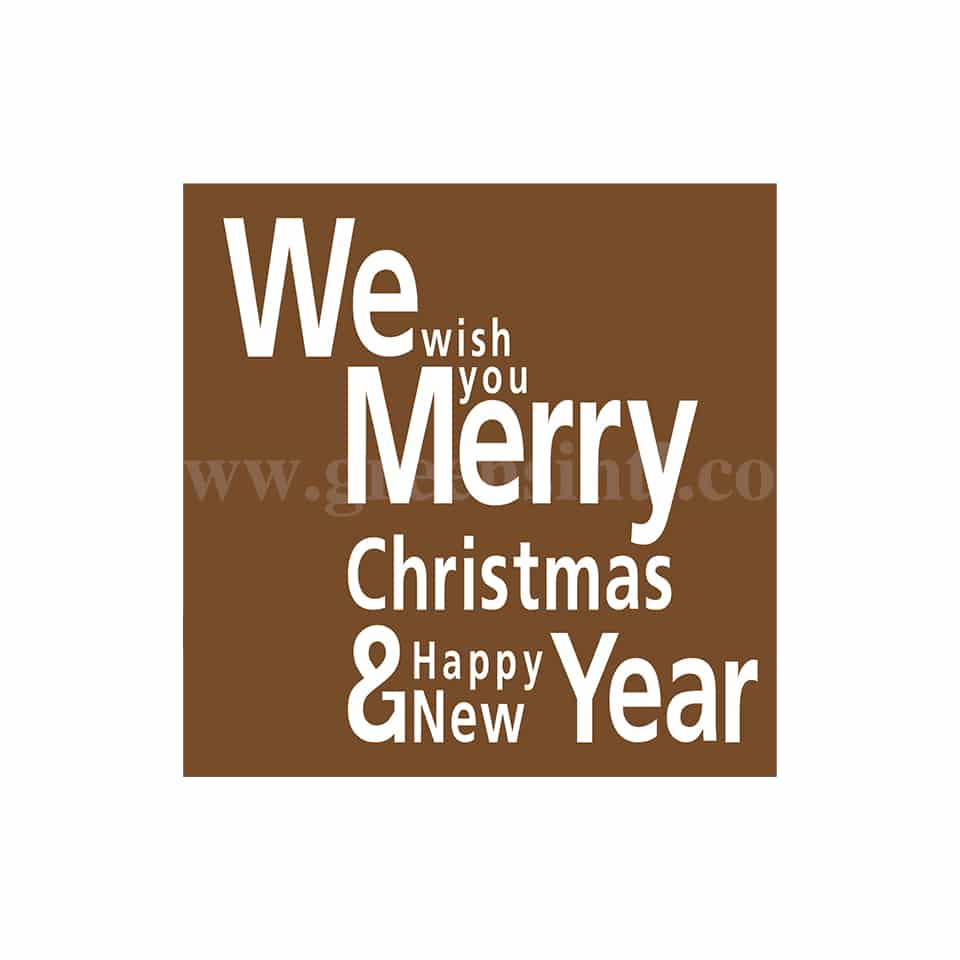 GREENS CHOICE Chocolate Transfer Sheet Merry Christmas and Happy New Year -White 30 x 30 mm-24 graphics-40 Sheets