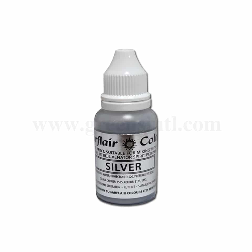 SUGARFLAIR Edible Droplet Paint Silver 14 ml