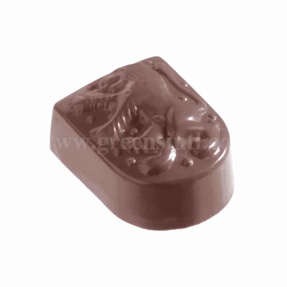 CHOCOLATE WORLD Polycarbonate Chocolate Mould Escutcheon With Lion 33 x 26 x h 14 mm