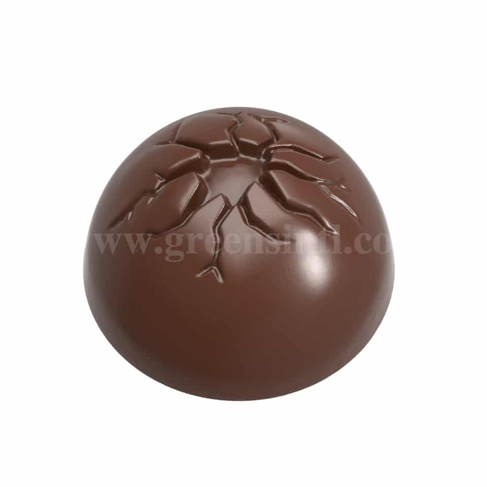 CHOCOLATE WORLD Polycarbonate Chocolate Mould Half Sphere With Crack 31 x 31 x h 18 mm