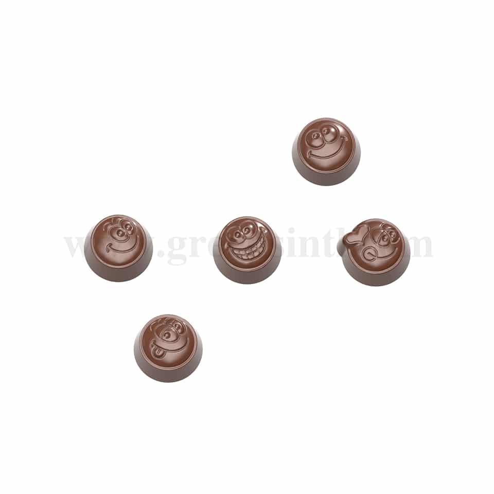 CHOCOLATE WORLD Polycarbonate Chocolate Mould Smiley 5 Fig-30 x 30 x h 15 mm