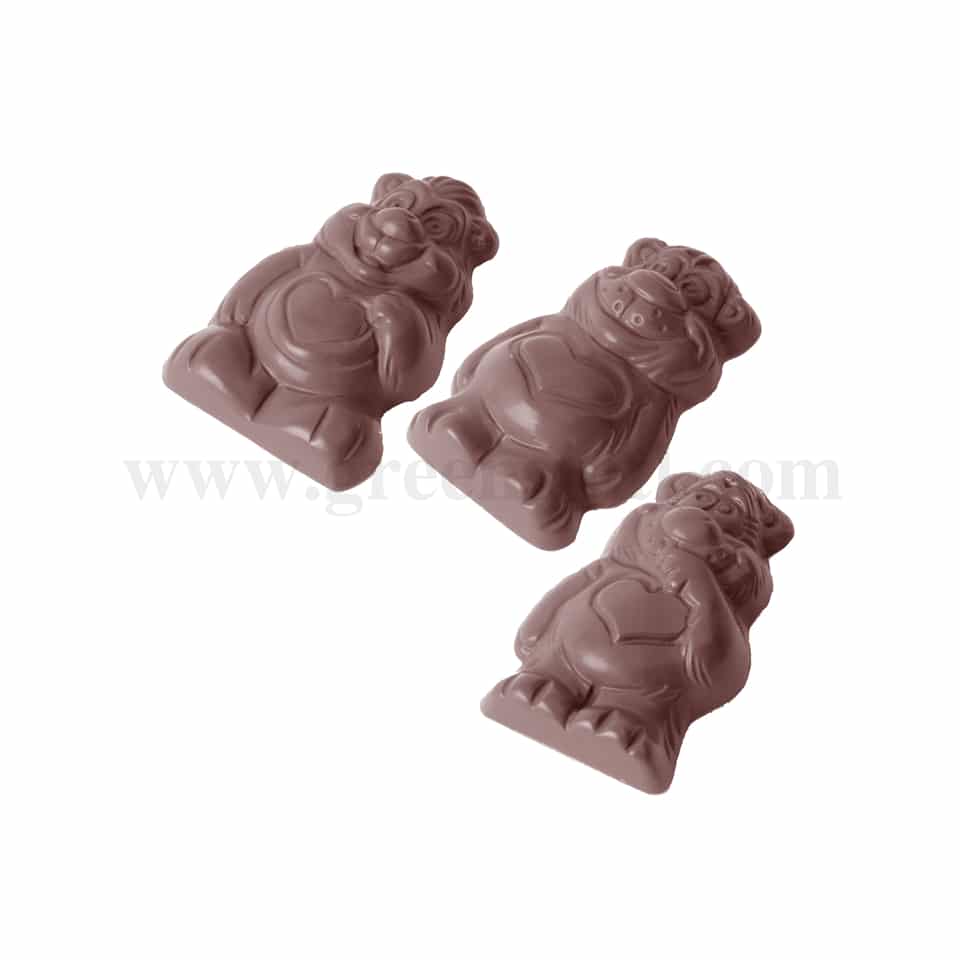 CHOCOLATE WORLD Polycarbonate Chocolate Mould Table Little Bears 3 Fig-57.9 x 33.9 x h 11.2 mm