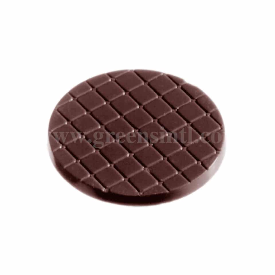 CHOCOLATE WORLD Polycarbonate Chocolate Mould Cookie Round Checkered 26 x 26 x h 2 mm