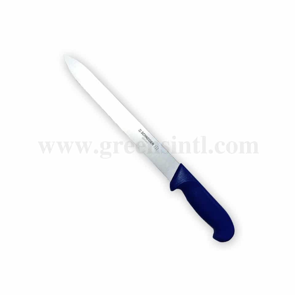 SCHNEIDER Plain Knife with Pointed Edge Blue Handle 210 mm