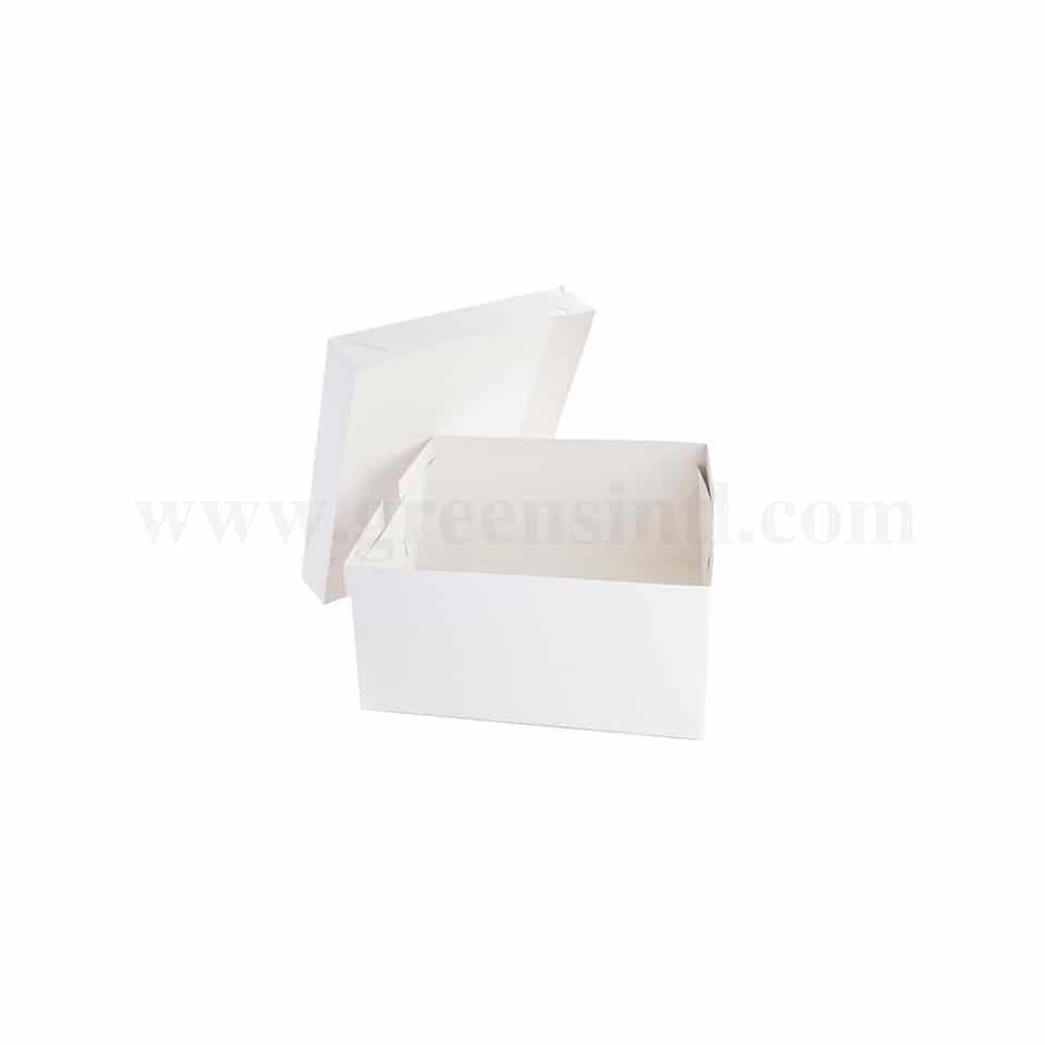GREENS Cake Box White L 10 Inch x W 10 Inch x H 7 Inch with Top Cover