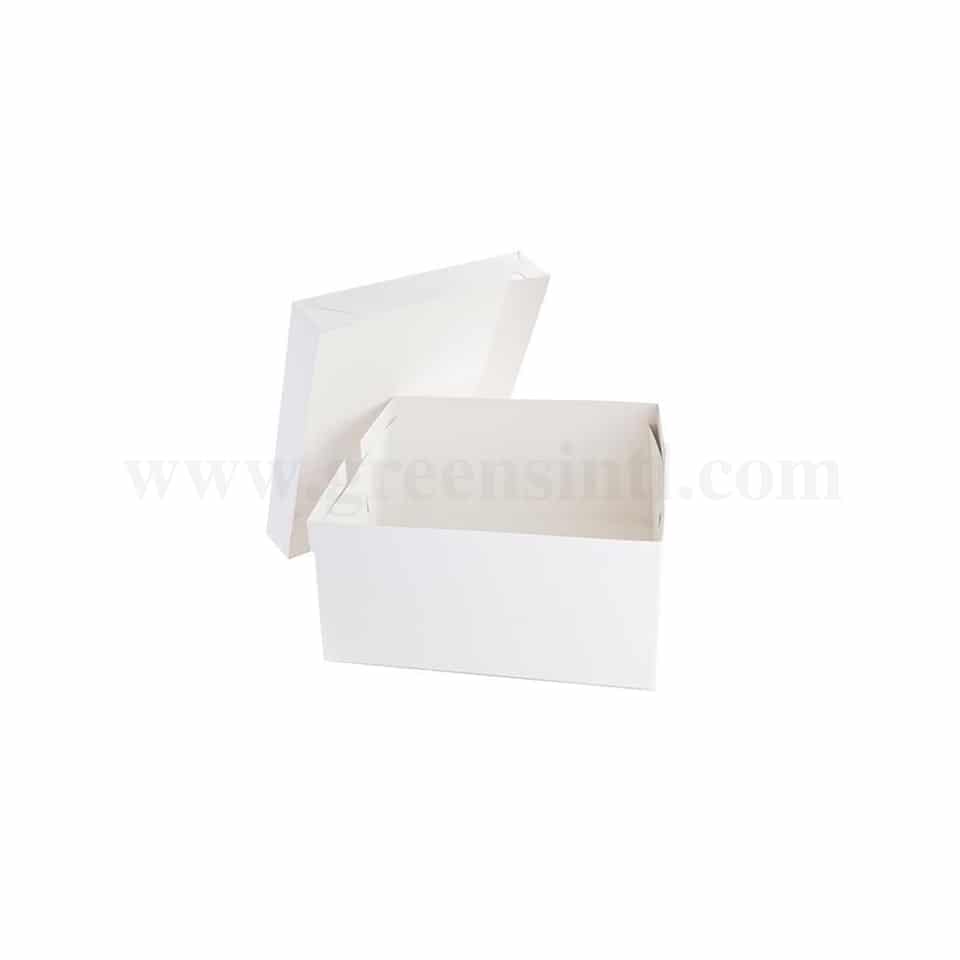 GREENS Cake Box White L 12 Inch x W 12 Inch x H 7 Inch with Top Cover