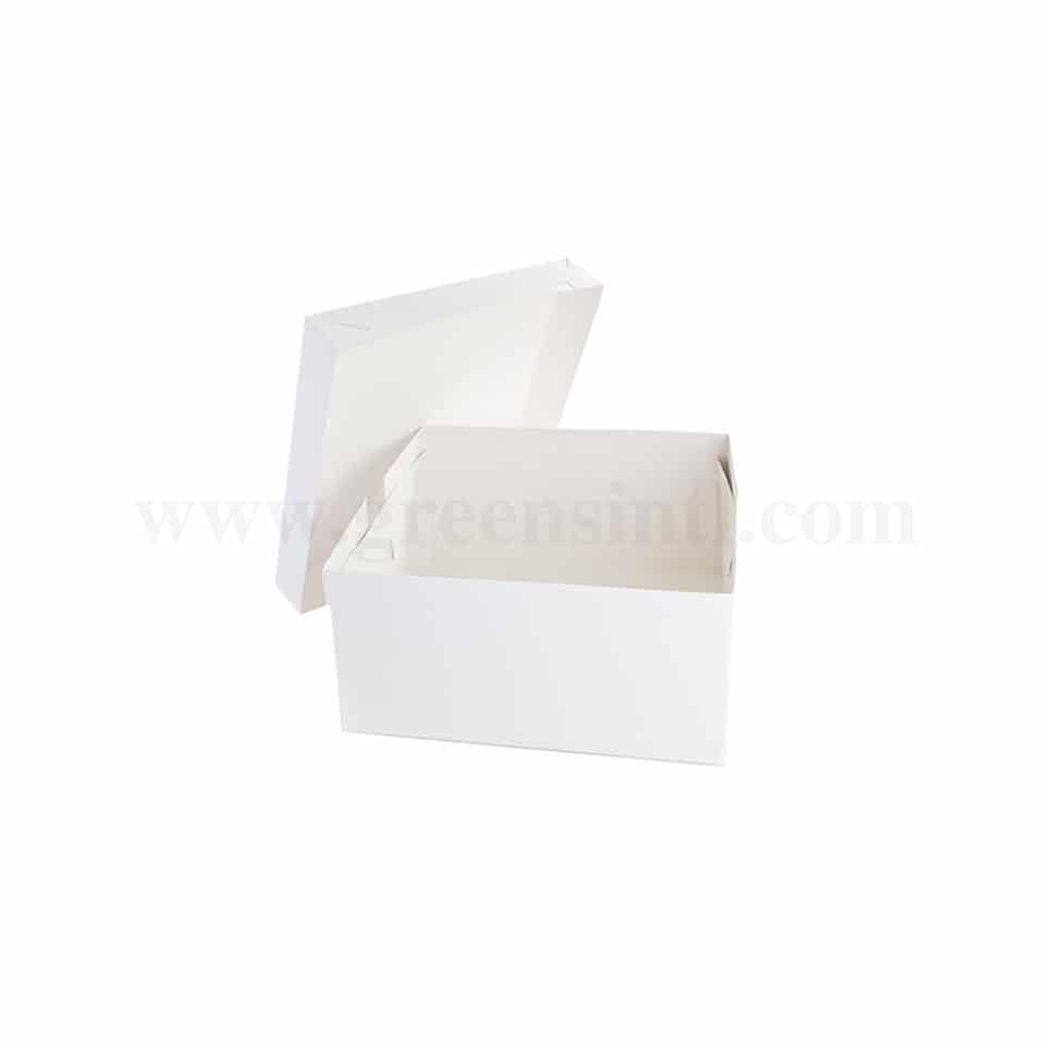 GREENS Cake Box White L 14 Inch x W 14 Inch x H 7 Inch with Top Cover