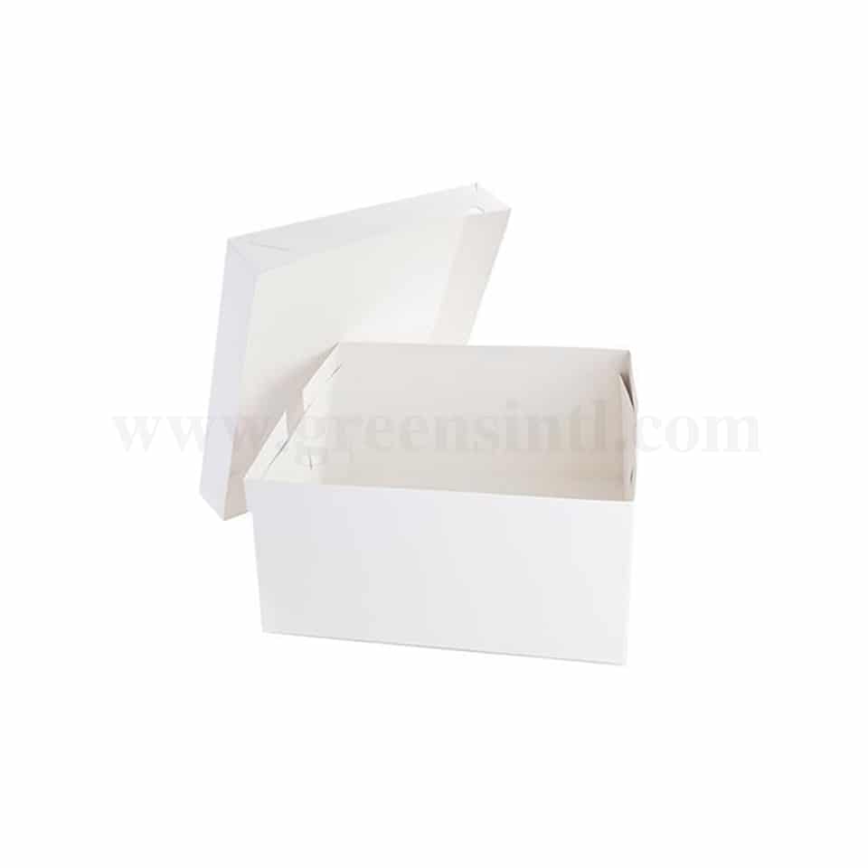 GREENS Cake Box White L 20 Inch x W 20 Inch x H 7 Inch with Top Cover