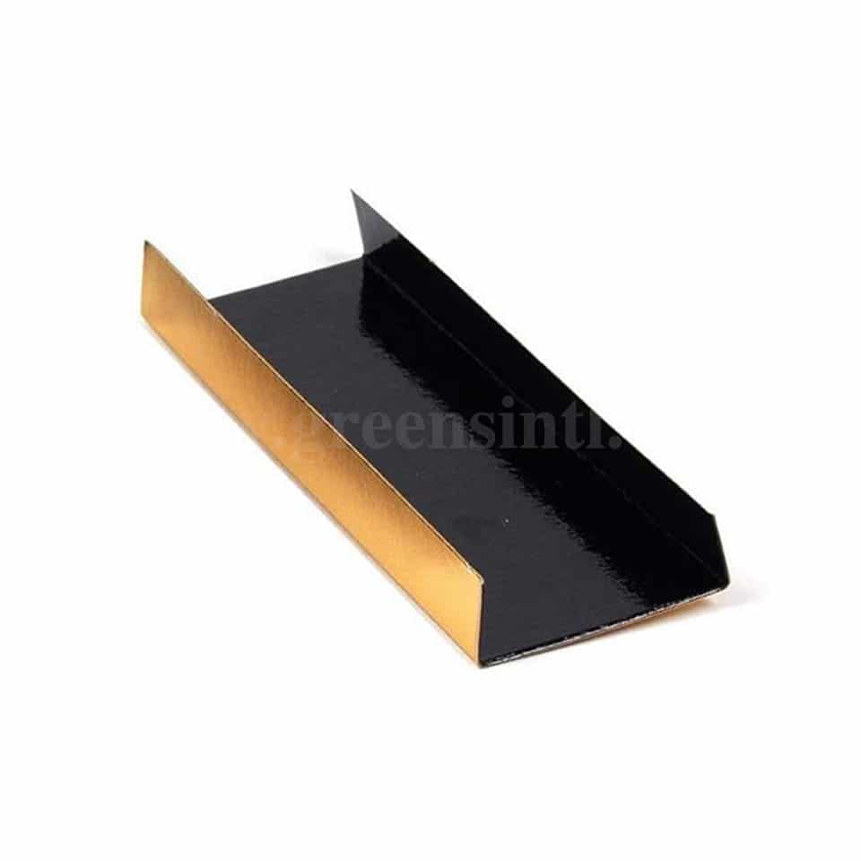 GREENS Pastry Tray Rectangle Black/Gold with Edge L 10 cm x W 4.5 cm x H 1.5 cm- 200pcs