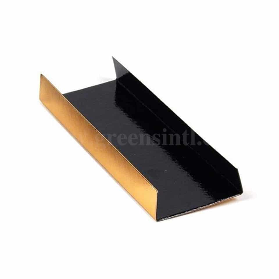GREENS Pastry Tray Rectangle Black/Gold with Edge L 13 cm x W 4.5 cm x H 1.5 cm - 200pcs