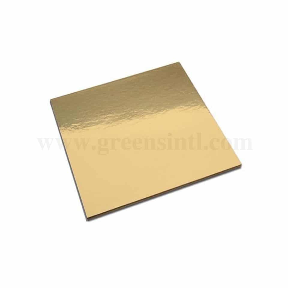 GREENS CHOICE Cake Board Square Gold D 12 Inch H 2 mm-25 Pcs